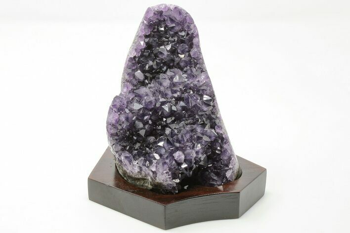 Tall Amethyst Cluster With Wood Base - Uruguay #199717